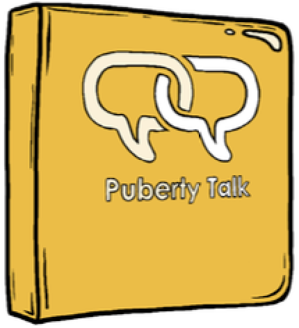Hand drawn cover of Puberty Talk binder